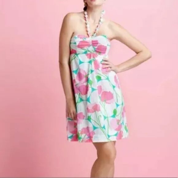 Lilly Pulitzer Floral Flower Halter Dress Betsey Had a Blast 8 - Picture 1 of 12